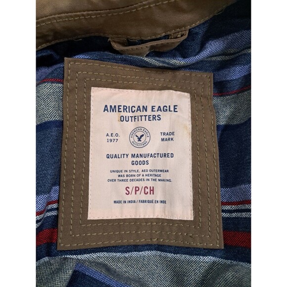 American Eagle “Waxed Style” Canvas Men’s Size Small Brown Trucker Jacket Coat - Picture 3 of 12